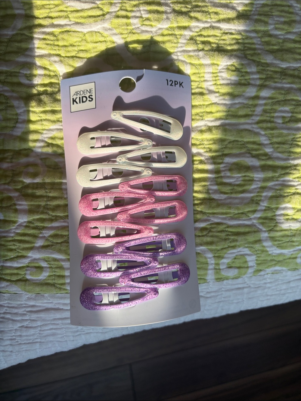 Ardene Kids Glitter Snap Clips in Pink, Purple & Cream - 12 Pack